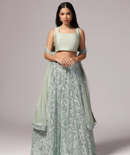 Load image into Gallery viewer, Pastel green Sequins Sparkle Lehnga Choli Dupatta