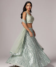Load image into Gallery viewer, Pastel green Sequins Sparkle Lehnga Choli Dupatta