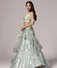 Load image into Gallery viewer, Pastel green Sequins Sparkle Lehnga Choli Dupatta