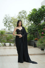 Load image into Gallery viewer, Black Corset with Draped Saree