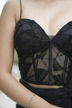 Load image into Gallery viewer, Black Corset with Draped Saree