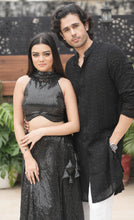 Load image into Gallery viewer, Black Sequins Sparkle Lehnga Choli Dupatta