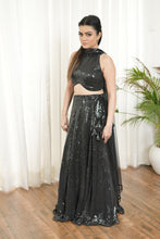 Load image into Gallery viewer, Black Sequins Sparkle Lehnga Choli Dupatta