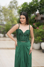 Load image into Gallery viewer, Emerald Corset with Draped skirt