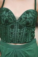 Load image into Gallery viewer, Emerald Corset with Draped skirt