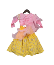 Load image into Gallery viewer, Girls Baby Pink Embroidery Choli With Yellow Gota Lehenga