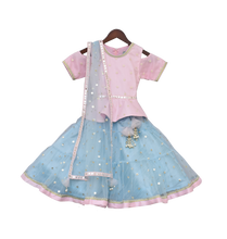 Load image into Gallery viewer, Girls Baby Pink Embroidery Peplum With Net Lehenga