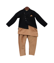 Load image into Gallery viewer, Boys Black Jacket With Kurta &amp; Churidar