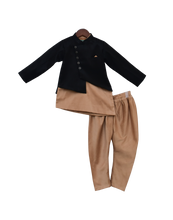 Load image into Gallery viewer, Boys Black Jacket With Kurta &amp; Churidar
