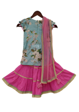 Load image into Gallery viewer, Girls Blue Printed Kurti With Sharara
