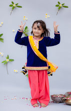 Load image into Gallery viewer, Girls Blue Velvet Kurti With Salwar