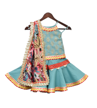 Load image into Gallery viewer, Girls Cotton Foil Printed Kurti With Sharara &amp; Printed Dupatta