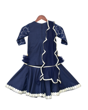 Load image into Gallery viewer, Girls Dark Blue Mirror Work Kurti With Sharara