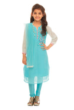 Load image into Gallery viewer, Girls Blue And White Kalidaar Set