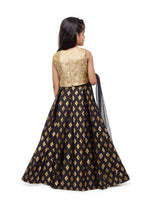 Load image into Gallery viewer, Girls Gold And Black Lehenga