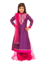 Load image into Gallery viewer, Girls Purple Pink Jacket Lehenga Set