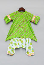 Load image into Gallery viewer, Girls Green Lehariya Kurti With Dhoti