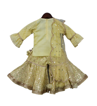 Load image into Gallery viewer, Girls Lemon Yellow Embroidery Kurti With Sharara