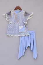 Load image into Gallery viewer, Girls Light Blue Bottie Net Kurti With Dhoti in New York