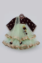 Load image into Gallery viewer, Girls Maroon Yoke With Pista Green Net Anarkali