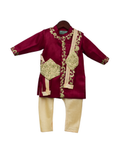 Load image into Gallery viewer, Boys Maroon Embroidery Ajkan