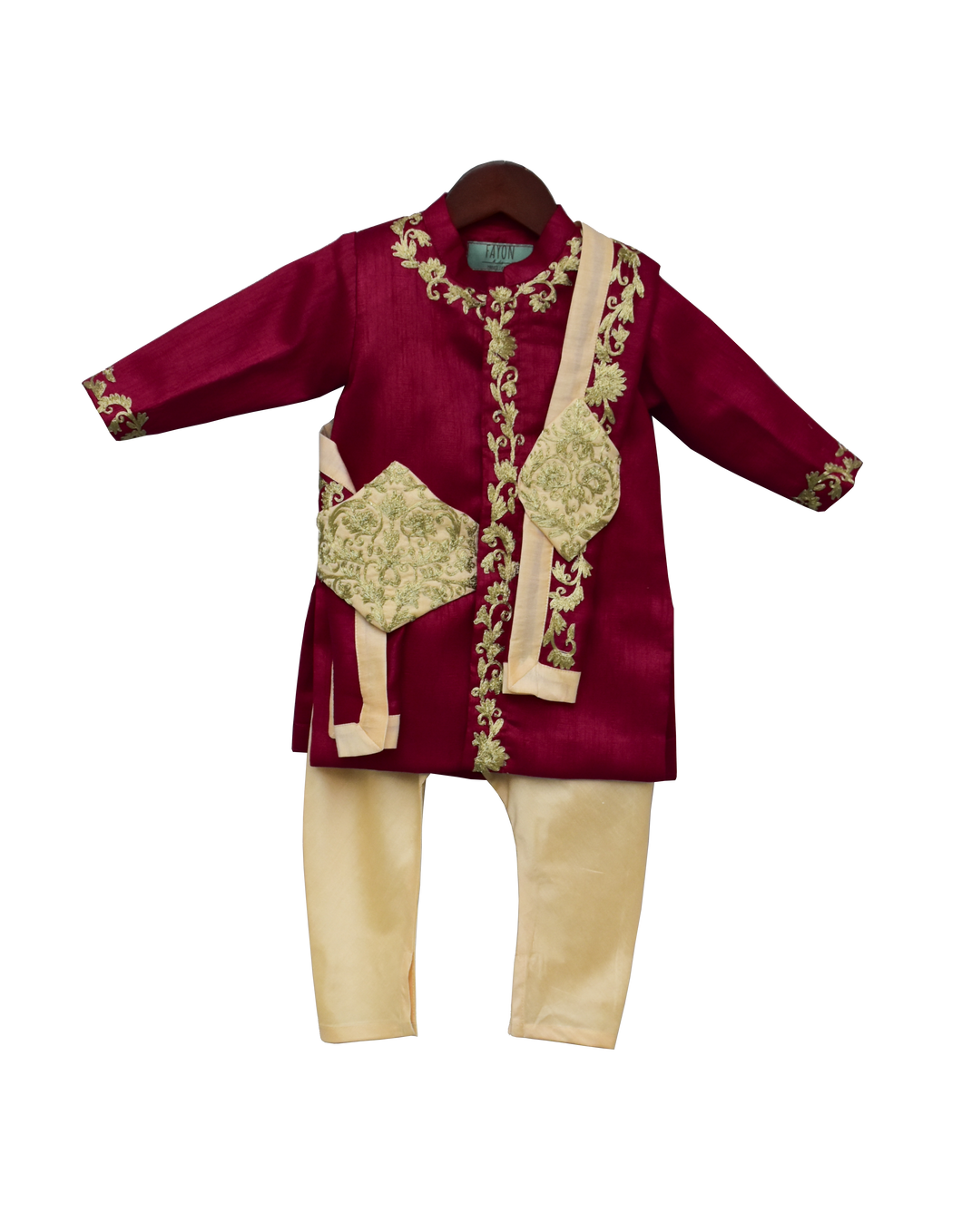 Boys Maroon Embroidery Ajkan