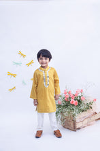 Load image into Gallery viewer, Boys Mustard Yellow Silk Kurta With Chudidar