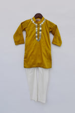 Load image into Gallery viewer, Boys Mustard Yellow Silk Kurta With Chudidar