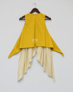 Girls Mustard Yellow Kurti With Patch On Shoulder & Dhoti in USA