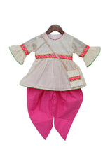 Load image into Gallery viewer, Girls Off White Chanderi Kurti With Pink Dhoti
