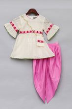 Load image into Gallery viewer, Girls Offwhite Embroidery Kurti With Dhoti