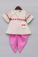 Load image into Gallery viewer, Girls Offwhite Embroidery Kurti With Dhoti