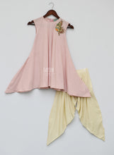 Load image into Gallery viewer, Girls Onion Pink Kurti With Patch On Shoulder &amp; Dhoti