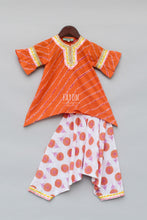 Load image into Gallery viewer, Girls Orange Lehariya Kurti With Dhoti