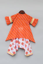 Load image into Gallery viewer, Girls Orange Lehariya Kurti With Dhoti