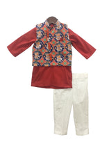 Load image into Gallery viewer, BOYS Patola Print Jacket With Red Kurta And Pant