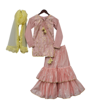 Load image into Gallery viewer, Girls Peach Embroidery Kurta With Peach Sharara
