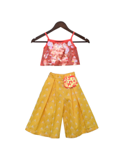 Load image into Gallery viewer, Girls Peach Soft Sequence Top With Printed Plazo