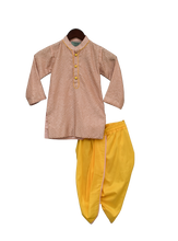 Load image into Gallery viewer, Boys Peach Zig Zag Gota Kurta &amp; Yellow Dhoti