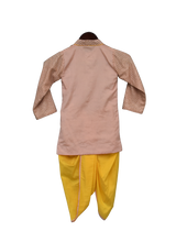 Load image into Gallery viewer, Boys Peach Zig Zag Gota Kurta &amp; Yellow Dhoti