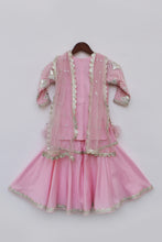 Load image into Gallery viewer, Girls Pink Gota Embroidery Kurti With Sharara