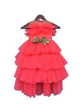 Load image into Gallery viewer, Girls Pink Shimmer Net Gown