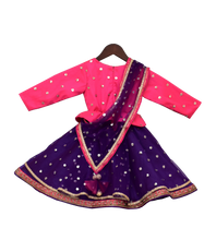 Load image into Gallery viewer, Girls Pink &amp; Purple Sequence Embroidery Anarkali Dress