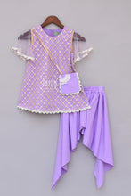 Load image into Gallery viewer, Girls Purple Bottie Net Kurti With Dhoti