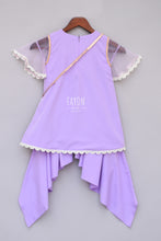 Load image into Gallery viewer, Girls Purple Bottie Net Kurti With Dhoti