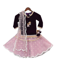 Load image into Gallery viewer, Girls Purple Velvet Kurti With Sharara