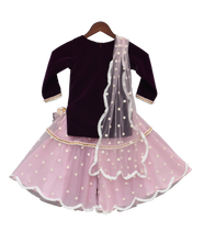 Load image into Gallery viewer, Girls Purple Velvet Kurti With Sharara