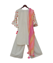 Load image into Gallery viewer, Girls White Multi Colour Bootie Kurti With Plazo