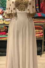 Load image into Gallery viewer, White Cape Sleeve Indowestern Gown for Women
