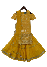 Load image into Gallery viewer, Perfect Panache Yellow Lucknowi Embroidery Kurti With Sharara